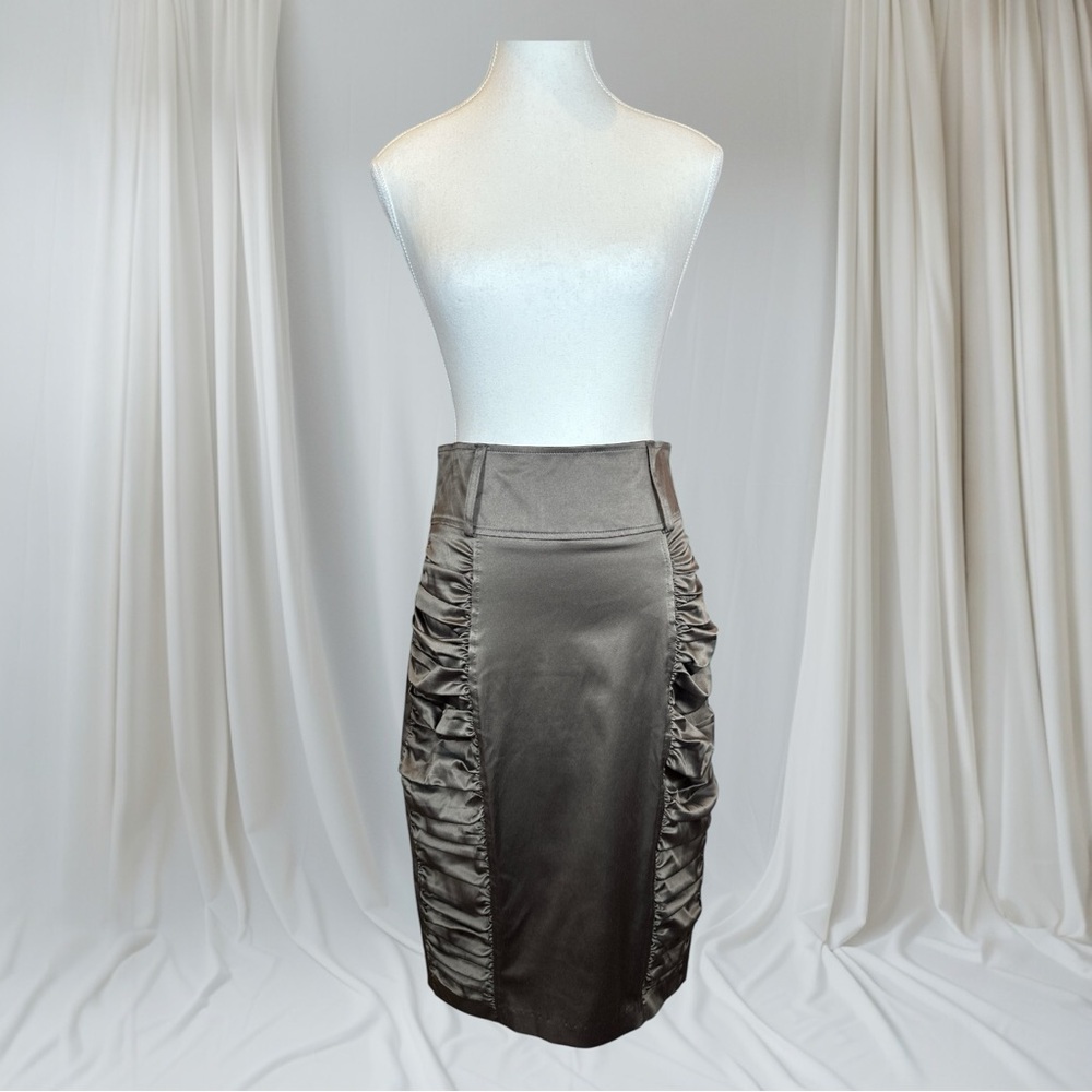 Kenpo Girl Midi Pencil Skirt with Ruched Detail EUC